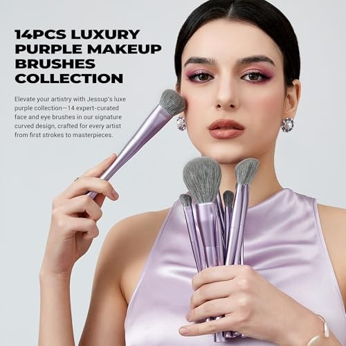 14pcs Luxury Purple Makeup Brushes Collec tion
